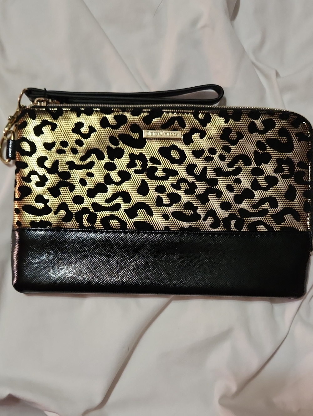Juicy Couture Gold and Black Leopard Wristlet Clutch